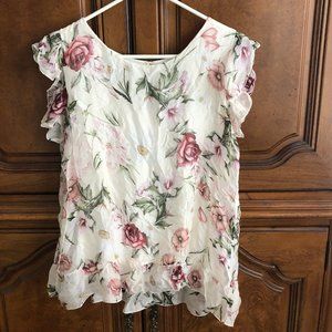 Cream and rose flowery top